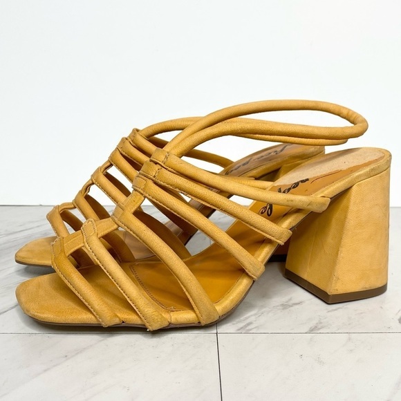Free People Colette Strappy Orange Block Heel Sandal 7.5 - Picture 1 of 14